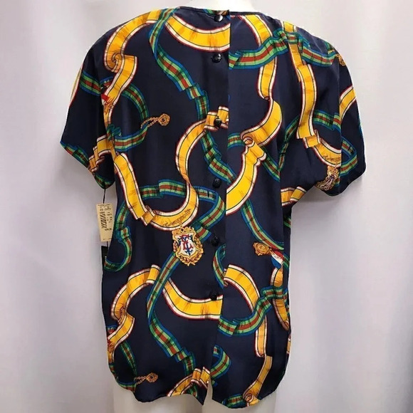 Vintage 100% Silk Equestrian Derby Novelty Print Top Scarf Set Navy Blue 8 - Picture 6 of 14